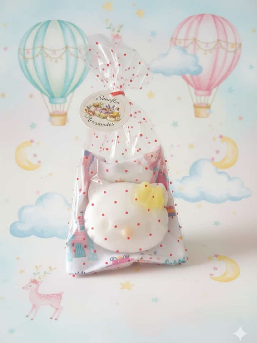 Jabón bebé en bolsita decorada – Detalle dulce para bautizo y baby shower